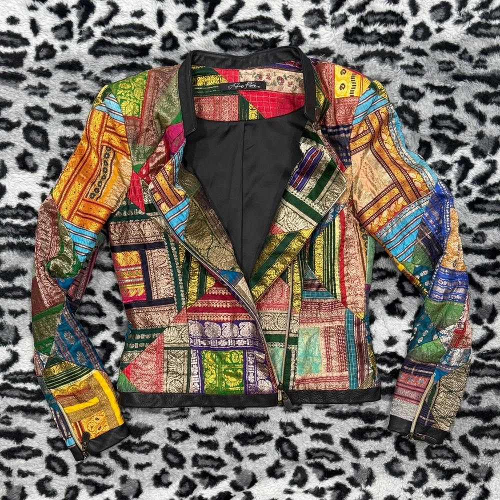 Aleena Khan Patchwork Print Multicolor Women's Blazer Jacket - Picture 6 of 7